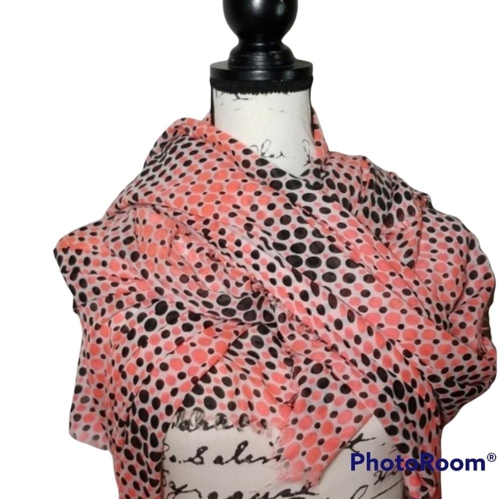 Stephen Madden Pink/Black polka dot Scarf/Wrap - Picture 4 of 12
